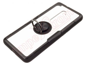 Transparent and black RING cover with black anti-fall ring for Oppo Reno 10X Zoom, CPH1919, PCCM00